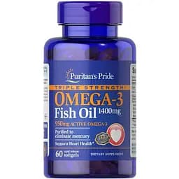 Жирні кислоти Puritan's Pride Triple Strength Omega 3 Fish Oil 1400 мг 60 капсул