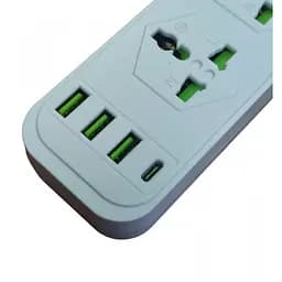 Мережевий подовжувач білий фільтр на 4 розетки та 3 USB 3,4A та 1 Type-C Power Socket J02 - мініатюра 3