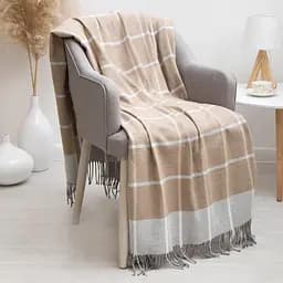 Плед бавовняний Vladi Валенсія Гаррі 140х200 біло-бежевий