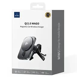 Холдер Wiwu CH-323 Qi2.0 MAGO Magsafe Wireless Car Charger Чорний - мініатюра 2