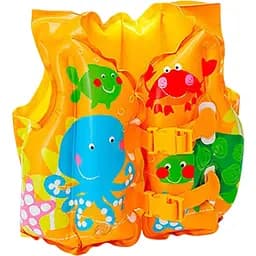 Желтый надувной жилет с рыбками Intex 59661. Размером 41х30 см