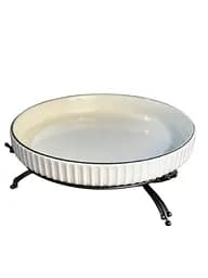 Сервировочное блюдо 1569B из керамики на металлической подставке 20 см