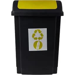 Мусорное ведро Plast Team Swing 25 л черное с желтой крышкой (1341.5)
