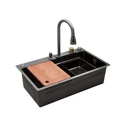 Кухонная мойка Kroner KRP Schwarze - SET7545HM PVD (3.0/0.8 мм) CV033382, Черный