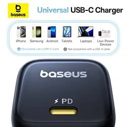 Мережевий зарядний пристрій Baseus PicoGo GaN Fast Charger 1C 45W чорний P10176800123-00 - мініатюра 2