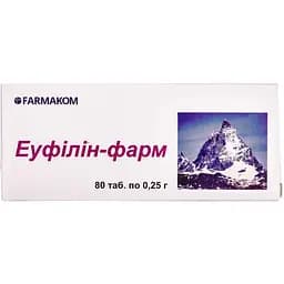 Таблетки для снятия приступов кашля и астмы Фармаком Эуфиллин-Фарм 80 шт. по 0.25 г (709176)