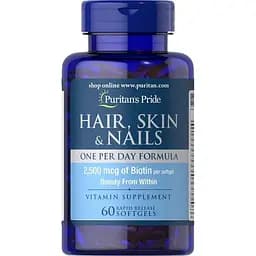 Вітаміни та мінерали Puritan's Pride Hair Skin and Nails One Per Day Formula, 60 капсул