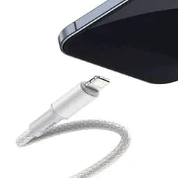 Кабель Baseus High Density Braided Fast Charging Cable Type-C to Lightning PD 20W 2m CATLGD-A02 White - мініатюра 3