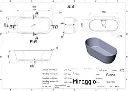 Ванна Miraggio SIENA (0001031) Mirasoft | Матова | Окремостояча | Біла - мініатюра 2