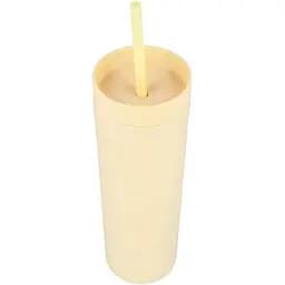 Охлаждающий матовый стакан 473 мл BPA-Free с трубочкой 21х6.5см light yellow