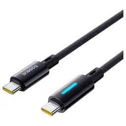 Кабель Baseus Lit Button-Control Fast Charging Data Cable USB-C to USB-C 100W 2 м Чорний - мініатюра 2
