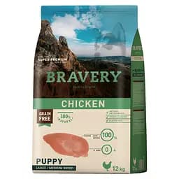 Сухий корм для цуценят середніх та великих порід з куркою Bravery Puppy Large/Medium Breeds 12 кг