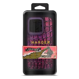 Кожаный чехол для Apple iPhone 15 Pro, Harder Kaiju Skin, фиолетовый, термополиуретан ТПУ + экокожа с эффектом текстуры монстра, панель, защита корпуса, противоударный, микрофибра, рамка вокруг камеры, защита всего корпуса, (ARM76842) - мініатюра 3