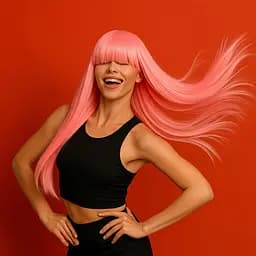 Перука аніме пряме волосся 70 см довгий чубчик жіночий рожевий