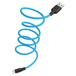 Кабель силиконовый Hoco X21 Plus MicroUSB Silicone 1 метр голубой