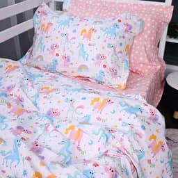 Простирадло на гумці MirSon Poplin Line Kids 05 Pony 70х130 см рожеве (2200009715860) - мініатюра 2