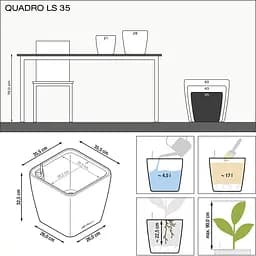 Вазон Lechuza Quadro Premium LS 35 антрацит (16163) - мініатюра 3