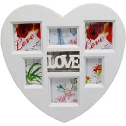 Мультирамка Сердечко для 6 фото біла 29.5 х 29.5 х 2 см