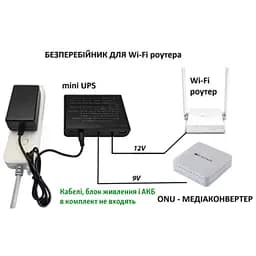 ДБЖ UPS 36W DC 12V, 9V, 5V USB під акумулятори 18650, для роутера, термінала, медіаконвертера, ONU, GPON, камер без блока живлення і без акумуляторів - мініатюра 3