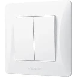 Вимикач двоклавішний Videx Binera білий (VF-BNSW2-W)