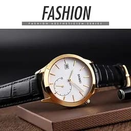 Чоловічий кварцовий годинник Skmei 1581 Prestige чорні з золотим - мініатюра 6