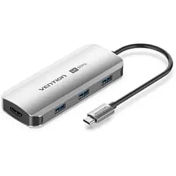 Концентратор Vention USB 3.1 Type-C to HDMI 4K60Hz/USB 3.0x3/PD 100W 5-in-1 (TQDHB)