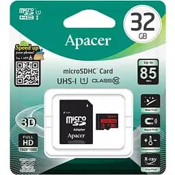Карта пам'яті Apacer microSDHC 32Gb Class 10 UHS-I/U1 R85 + SD adapter [AP32GMCSH10U5-R] [107522] - мініатюра 5