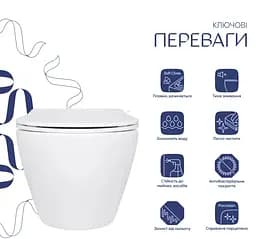 Унітаз підвісний Qtap Jay Ultra Quiet White, з сидінням Slim Duroplast/ Soft-close/ Release QT07335175W - мініатюра 2