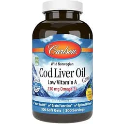 Жирні кислоти Carlson Labs Cod Liver Oil Gems Low Vitamin A 300 капсул