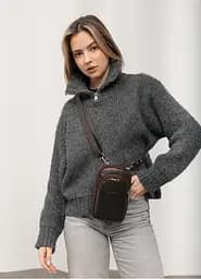 Женская кожаная сумка Sambag Modena для телефона коричневая 19 х 11 х 3 см (96199170)