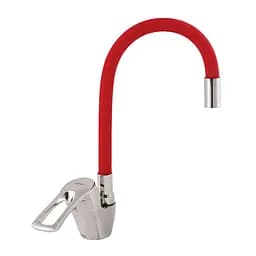 Смеситель для кухни Zerix YUB 181 с красным гибким изливом ZX0435 Хром