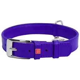 Ошейник для собак Waudog Glamour, кожаный, с QR паспортом, 30-39х2 см, фиолетовый