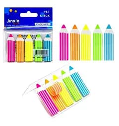 Закладка неонова "Stick Notes Олівець" COLOR-IT Р01-2-LВ, 5 кольорів