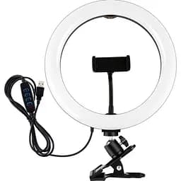 Кільцева USB LED лампа Puluz PKT3126B 10.2" + затискач