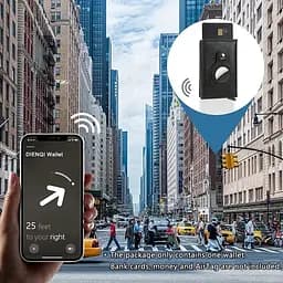 Шкіряний картхолдер-гаманець для карток та грошей, RFID захищений, з відділом для AirTag, чорний (719114757301) - мініатюра 4