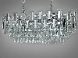 Підвісна кришталева овальна люстра для обідньої зони, 8 ламп, хром