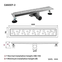 Душовий канал Gappo G86007-2 70x600 мм нержавіюча сталь - мініатюра 8