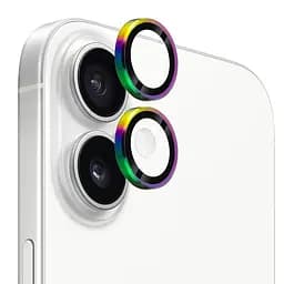 Захисне скло Metal Classic на камеру (у упак.) для Apple iPhone 17 (6.3) Бузковий / Rainbow - мініатюра 6