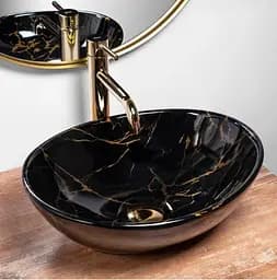 Умивальник Rea Sofia 41x34,5 black marble shiny (REA-U5611), Глянцева - мініатюра 4