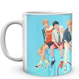 Кружка GeekLand Bangtan Boys BTS Ярко-голубой фон Турники CP 04.473.948 330 мл белая