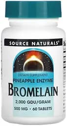 Натуральна добавка Source Naturals Bromelain 2000 GDU/g 500 mg, 60 таблеток