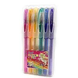 Набор гелевых ручек глиттер, 6 шт., 6 цветов, PVC бокс с подвесом