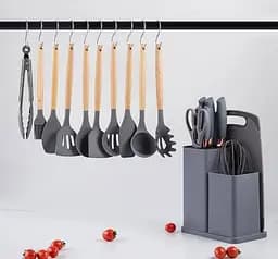 Набір кухонного приладдя A-plus Kitchenware Set набір силіконовий з дощечкою Сірий - мініатюра 4