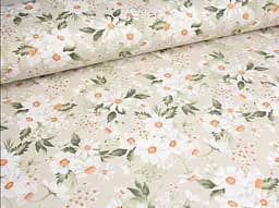 Тканина з тефлоновим просоченням з принтом Ромашка (від 1 м) Бежевий