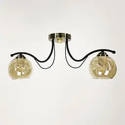 Люстра в чорному корпусі із 2-ма янтарними плафонами Line.F 7075/2 AB+BK+AB