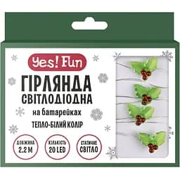 Гирлянда светодиодная Yes! Fun Омела 20 LED на медной проволоке и батарейках тепло-белая 2.2 м (801210)