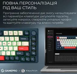 Клавиатура игровая механическая GamePro MK-266-BL Asgard Yord Keychron Super Red Switch Bluetooth 5.2/2.4 ГГц/USB Blue - мініатюра 10