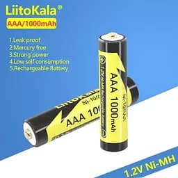 Акумулятор LiitoKala Ni-10/AAA 1.2V 1000mAh (Чорний з жовтим) - мініатюра 2