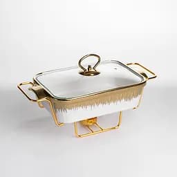 Мармитница прямоугольная Yiwu со стеклянной крышкой на металлической подставке с подогревом 31х16х11 см настольный мармит для первых блюд ML-860-11