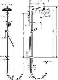 Душова система Hansgrohe Crometta S 240 1jet Showerpipe Reno 27270000, Хром - мініатюра 2